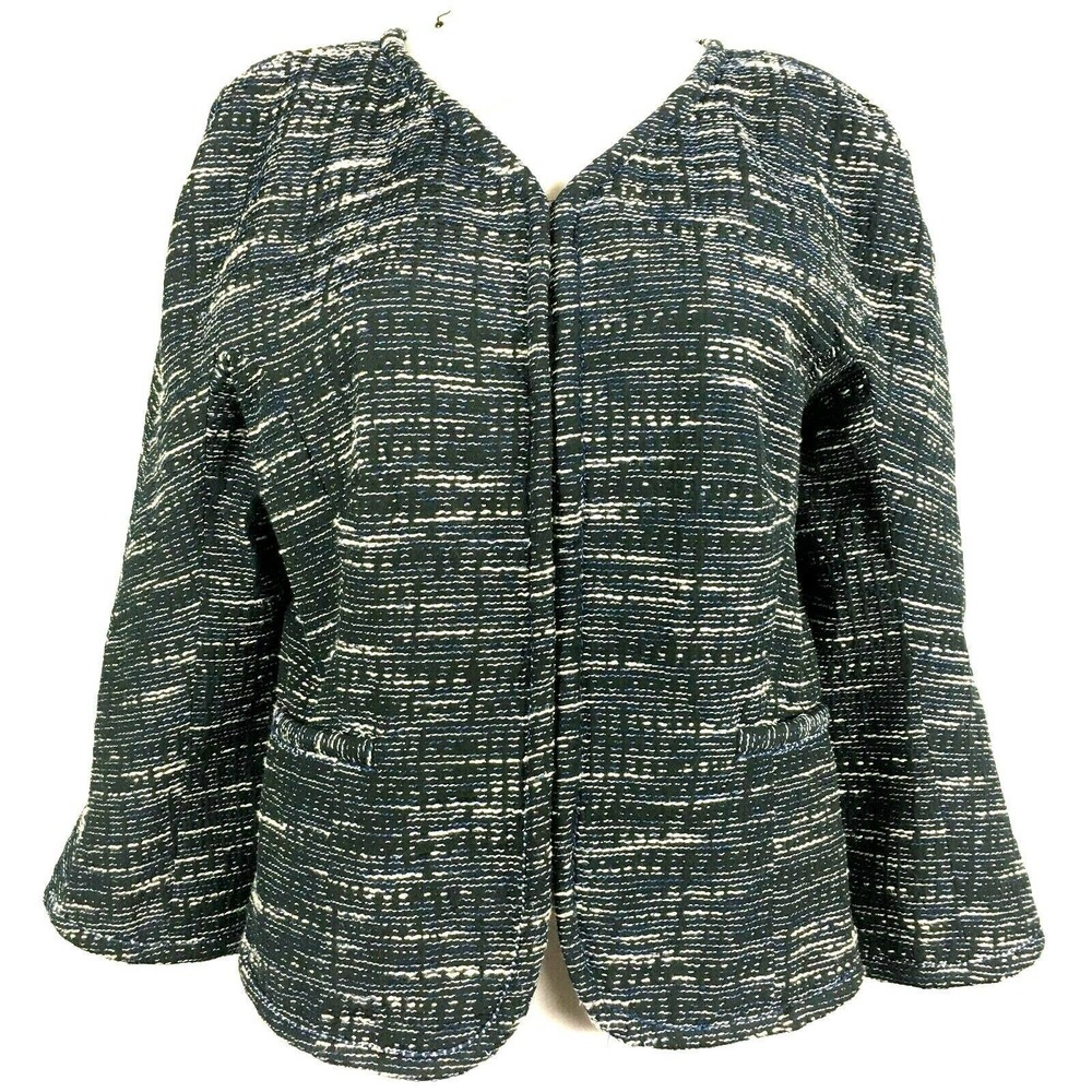 NWT Leon Max Studio Blazer Womens Sz 12 Black Blue Tweed Blazer Jacket Textured